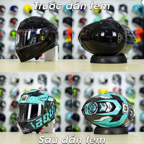 Tem Decal AGV Myth Version 2 Xanh Ngọc Cho Nón Fullface - Không Nón - FREESHIP