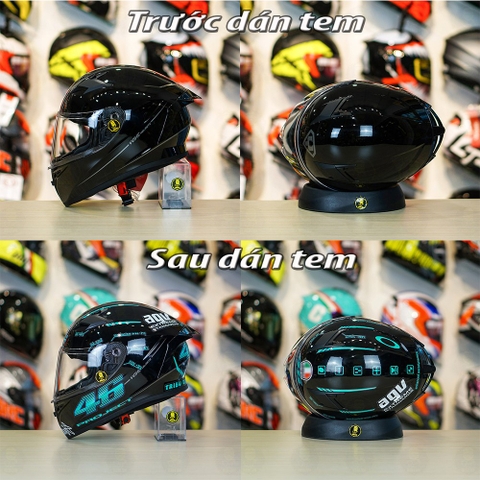 Tem Decal AGV Project 46 Xanh Ngọc Cho Nón Fullface - Không Nón - FREESHIP