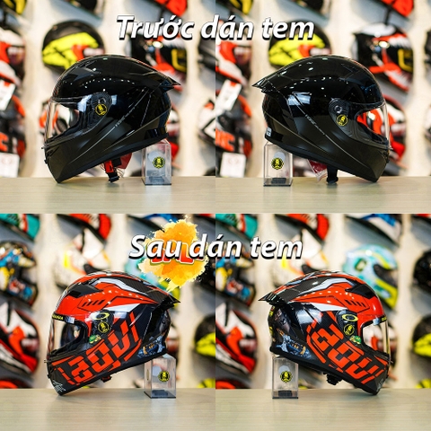 Tem Decal AGV Myth Version 2 Đen Đỏ Cho Nón Fullface - Không Nón - FREESHIP