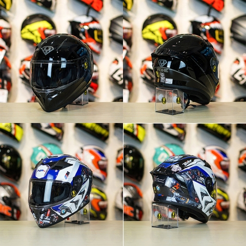 Tem Decal BMW HP4 Trắng Xanh Cho Nón Fullface - Không Nón - FREESHIP