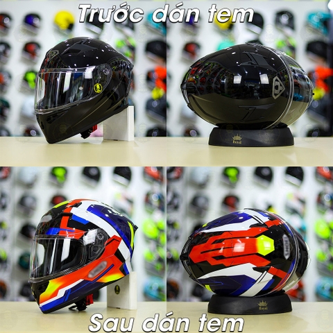 Tem Decal Shoei Brink Đỏ Xanh Cho Nón Fullface - Không Nón - FREESHIP