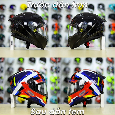 Tem Decal Shoei Brink Đỏ Xanh Cho Nón Fullface - Không Nón - FREESHIP
