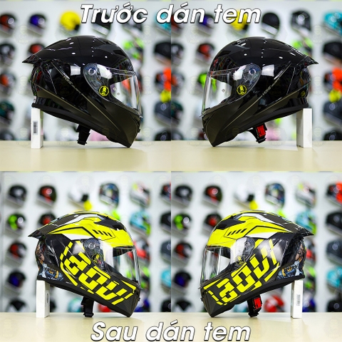 Tem Decal AGV Myth Version 2 Đen Vàng Cho Nón Fullface - Không Nón - FREESHIP
