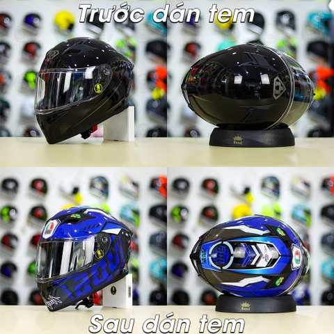Tem Decal AGV Myth Version 2 Xanh GP Cho Nón Fullface - Không Nón - FREESHIP