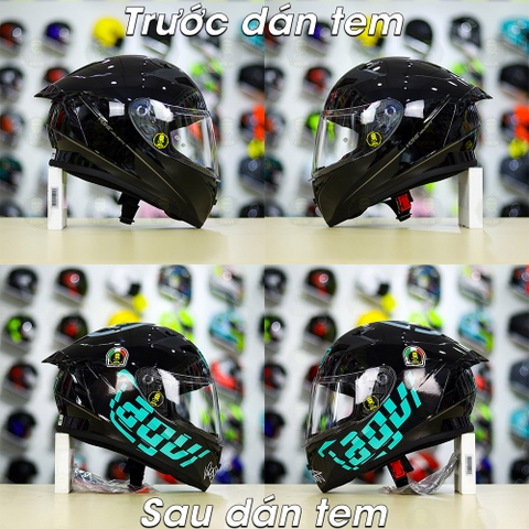 Tem Decal AGV Myth Xanh Ngọc Cho Nón Fullface - Không Nón - FREESHIP