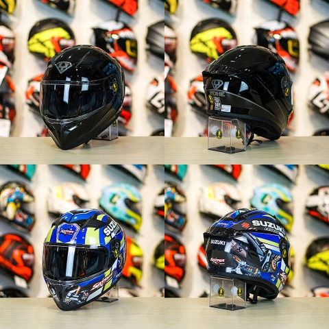 Tem Decal Suzuki Satria Xanh GP Cho Nón Fullface - Không Nón - FREESHIP