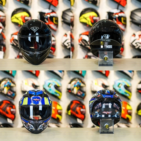 Tem Decal Suzuki Satria Xanh GP Cho Nón Fullface - Không Nón - FREESHIP