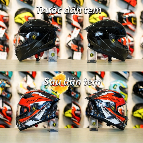 Tem Decal Yamaha Exciter Đỏ Cho Nón Fullface - Không Nón - FREESHIP