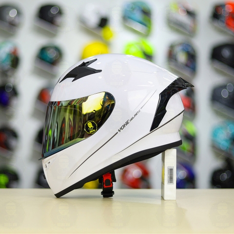 Mũ Fullface Yohe 978 Plus Trắng Camay Bóng FREESHIP