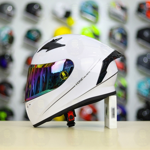 Mũ Fullface Yohe 978 Plus Trắng Camay Bóng FREESHIP