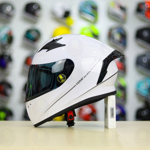 Mũ Fullface Yohe 978 Plus Trắng Camay Bóng FREESHIP