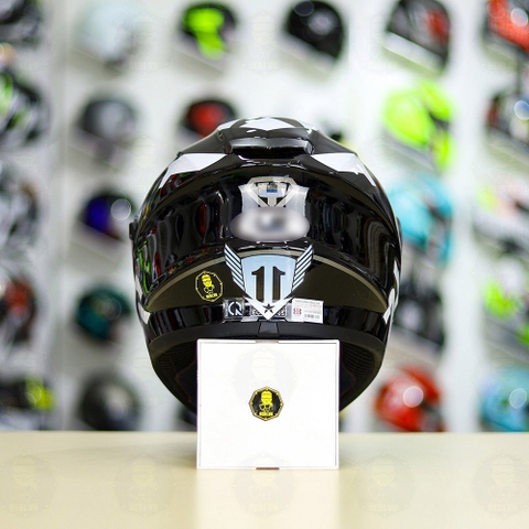 Mũ EGO E81 Đen Bóng +  Dán Tem Decal MONSTER Energy FREESHIP