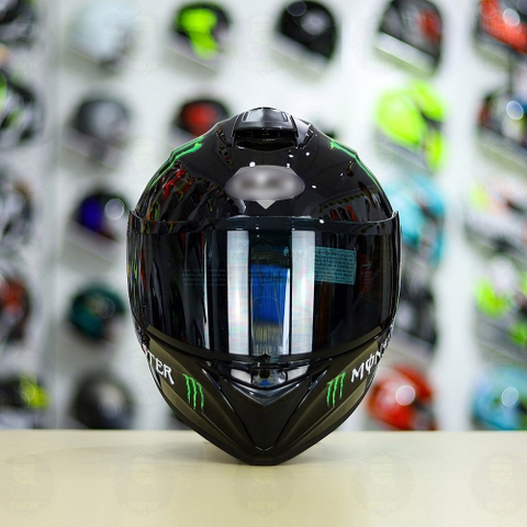 Mũ EGO E81 Đen Bóng +  Dán Tem Decal MONSTER Energy FREESHIP