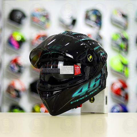 Mũ EGO E81 Đen Bóng + Dán Tem Decal AGV PROJECT 46 Xanh Ngọc FREESHIP