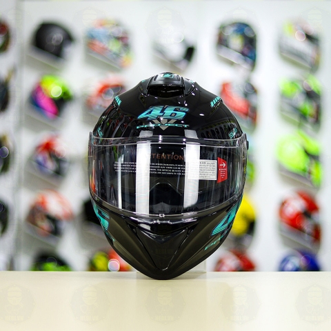 Mũ EGO E81 Đen Bóng + Dán Tem Decal AGV PROJECT 46 Xanh Ngọc FREESHIP