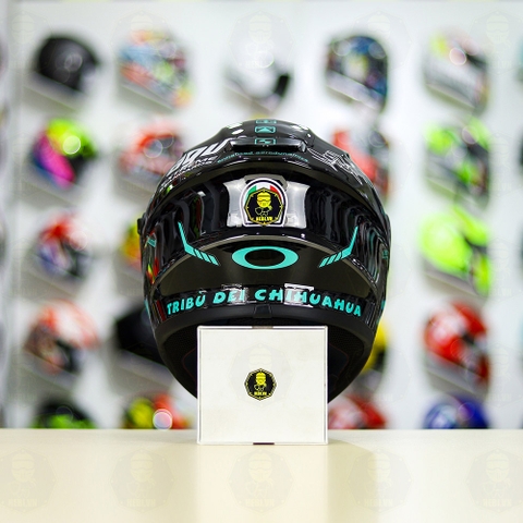 Mũ EGO E81 Đen Bóng + Dán Tem Decal AGV PROJECT 46 Xanh Ngọc FREESHIP