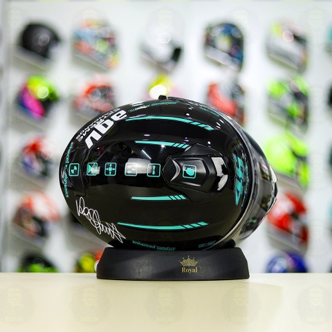 Mũ EGO E81 Đen Bóng + Dán Tem Decal AGV PROJECT 46 Xanh Ngọc FREESHIP