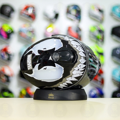 Mũ EGO E81 Đen Bóng + Dán Tem Decal Venom Xám FREESHIP