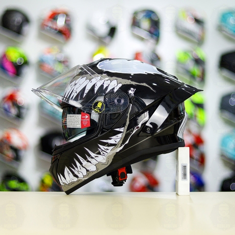 Full Combo Mũ EGO E81 Dán Tem Decal Venom Xám FREESHIP