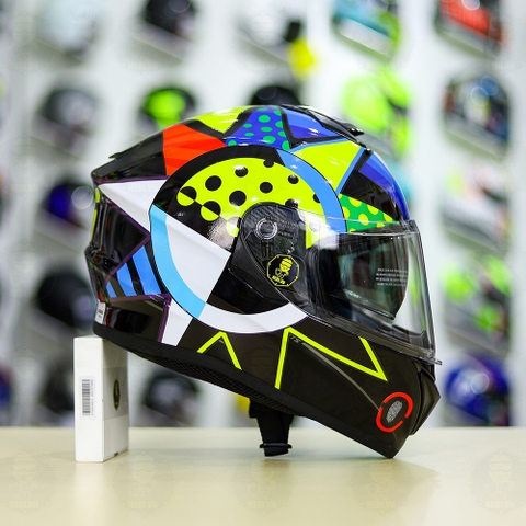 Mũ Fullface EGO E81 Đen Bóng + Dán Tem Decal Rossi Soleluna Winter Test FREESHIP