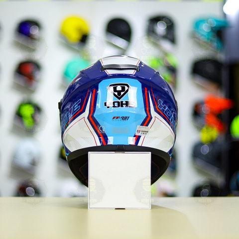 Mũ Fullface Yohe 981 T1 Trắng Xanh Bóng FREESHIP
