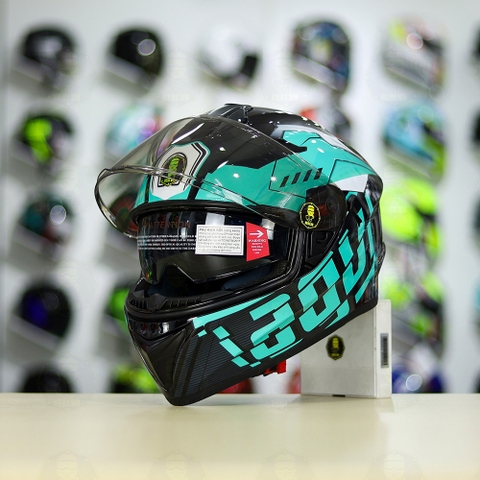 Mũ Fullface EGO E81 Đen Bóng + Dán Tem Decal AGV Myth V2 Xanh Ngọc FREESHIP