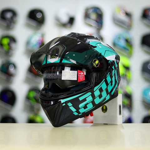 Mũ Fullface EGO E81 Đen Bóng + Dán Tem Decal AGV Myth V2 Xanh Ngọc FREESHIP