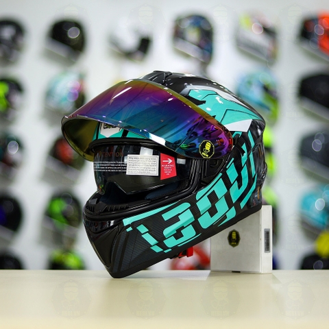 Mũ Fullface EGO E81 Đen Bóng + Dán Tem Decal AGV Myth V2 Xanh Ngọc FREESHIP