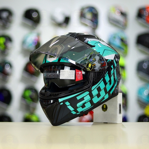 Mũ Fullface EGO E81 Đen Bóng + Dán Tem Decal AGV Myth V2 Xanh Ngọc FREESHIP
