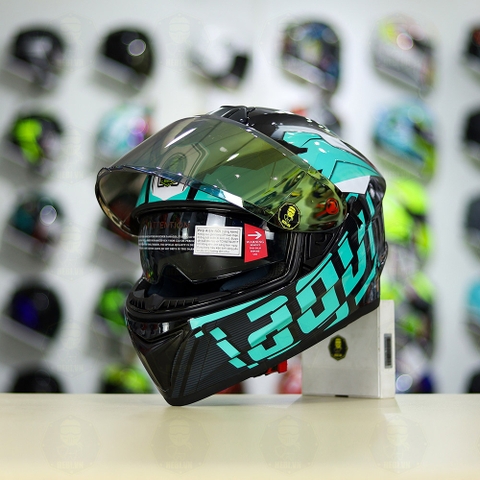 Mũ Fullface EGO E81 Đen Bóng + Dán Tem Decal AGV Myth V2 Xanh Ngọc FREESHIP