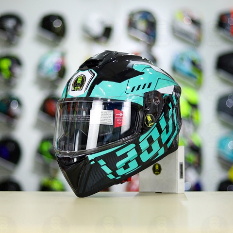 Mũ Fullface EGO E81 Đen Bóng + Dán Tem Decal AGV Myth V2 Xanh Ngọc FREESHIP