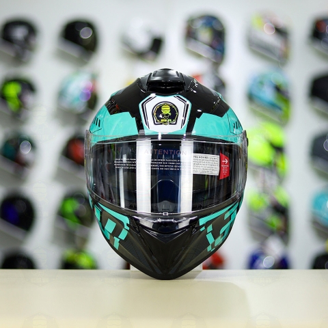 Mũ Fullface EGO E81 Đen Bóng + Dán Tem Decal AGV Myth V2 Xanh Ngọc FREESHIP