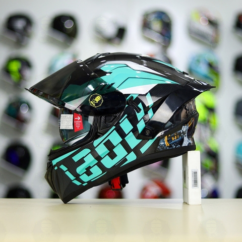 Mũ Fullface EGO E81 Đen Bóng + Tem Decal AGV Myth V2 Xanh Ngọc FREESHIP