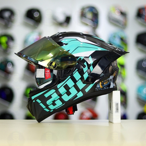 Mũ Fullface EGO E81 Đen Bóng + Tem Decal AGV Myth V2 Xanh Ngọc FREESHIP