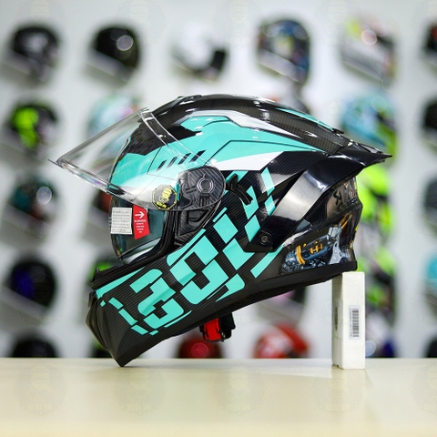 Mũ Fullface EGO E81 Đen Bóng + Tem Decal AGV Myth V2 Xanh Ngọc FREESHIP