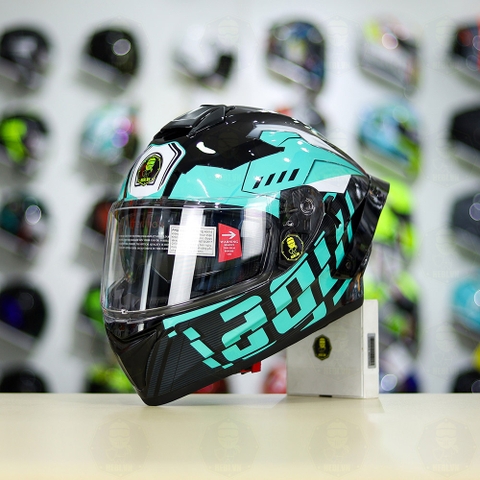 Mũ Fullface EGO E81 Đen Bóng + Tem Decal AGV Myth V2 Xanh Ngọc FREESHIP