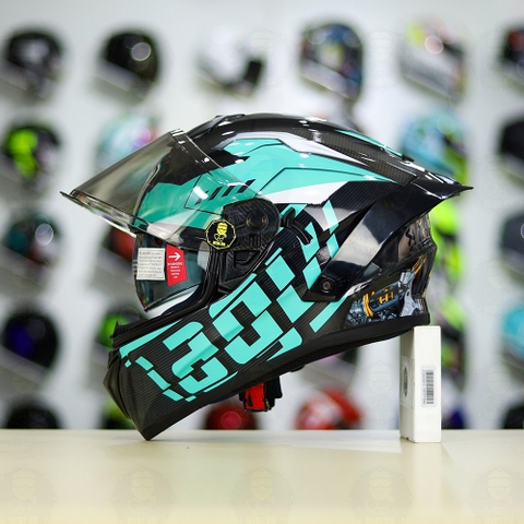 Mũ Fullface EGO E81 Đen Bóng + Tem Decal AGV Myth V2 Xanh Ngọc FREESHIP