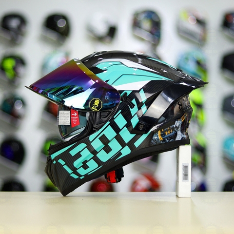 Mũ Fullface EGO E81 Đen Bóng + Tem Decal AGV Myth V2 Xanh Ngọc FREESHIP