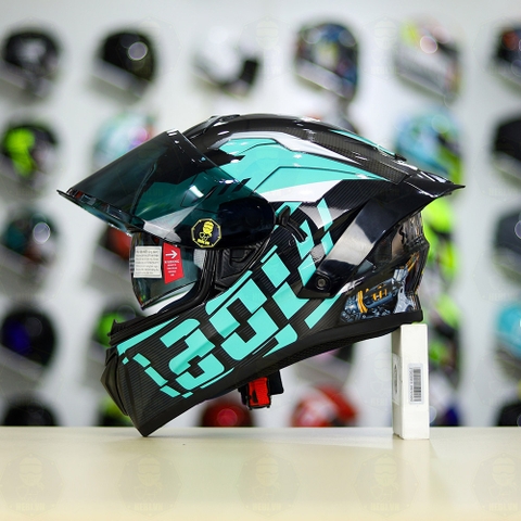 Mũ Fullface EGO E81 Đen Bóng + Tem Decal AGV Myth V2 Xanh Ngọc FREESHIP