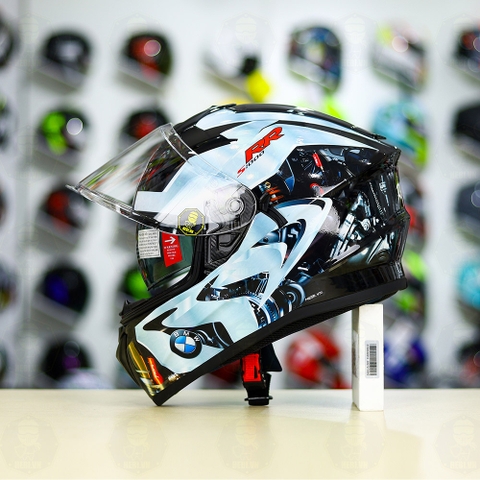 Mũ EGO E81 Đen Bóng + Dán Tem Decal BMW Bạc FREESHIP