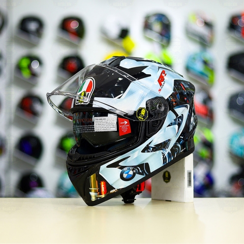 Mũ EGO E81 Đen Bóng + Dán Tem Decal BMW Bạc FREESHIP