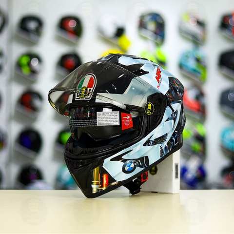 Mũ EGO E81 Đen Bóng + Dán Tem Decal BMW Bạc FREESHIP