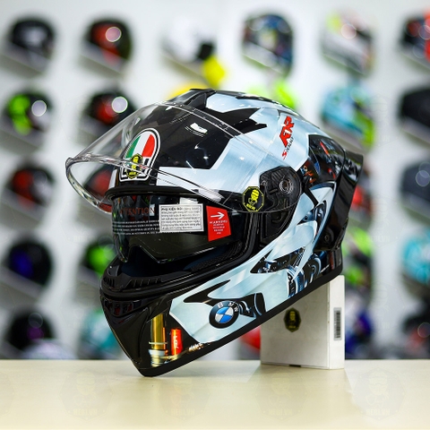 Full Combo Mũ EGO E81 Tem Decal BMW Bạc FREESHIP