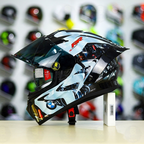 Full Combo Mũ EGO E81 Tem Decal BMW Bạc FREESHIP