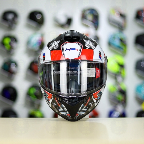 Mũ Fullface EGO E81 Đen Bóng + Dán Tem Decal BMW HP4 Đỏ FREESHIP