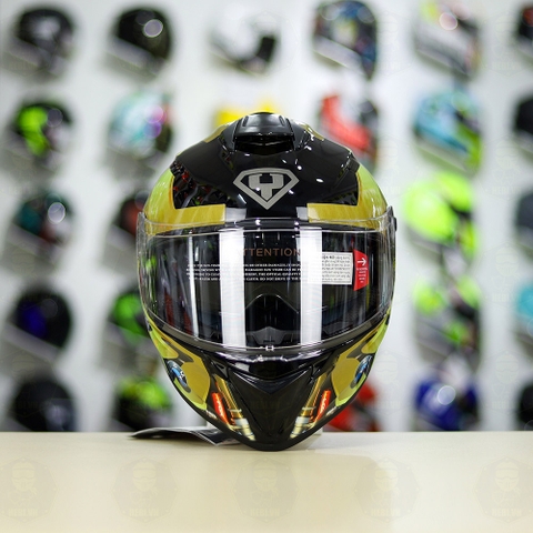 Mũ Fullface EGO E81 Đen Bóng + Dán Tem Decal BMW Vàng FREESHIP