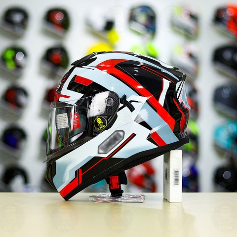 Mũ Fullface EGO E81 Đen Bóng + Dán Tem Decal Shoei BRINK Xám Bạc Đỏ FREESHIP