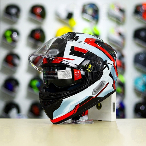 Mũ Fullface EGO E81 Đen Bóng + Dán Tem Decal Shoei BRINK Xám Bạc Đỏ FREESHIP