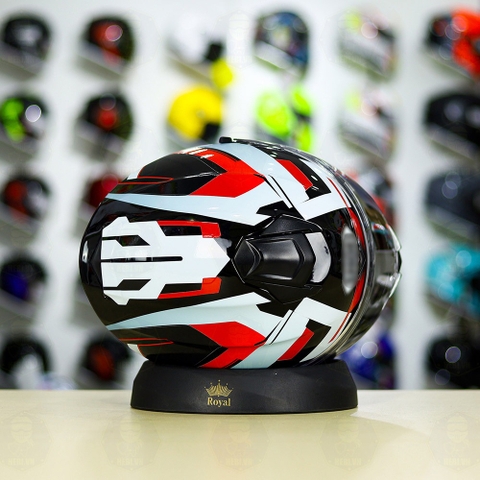 Mũ Fullface EGO E81 Đen Bóng + Dán Tem Decal Shoei BRINK Xám Bạc Đỏ FREESHIP