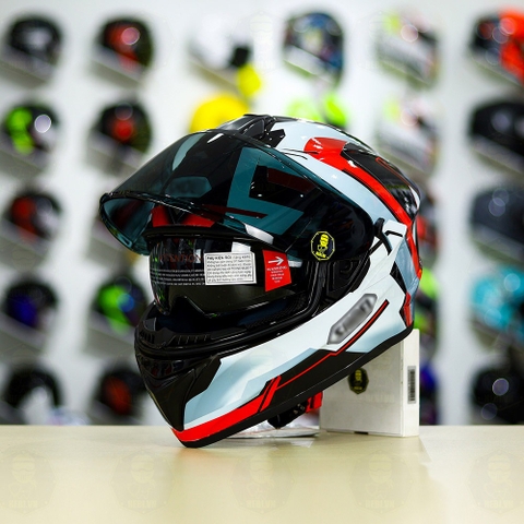 Mũ Fullface EGO E81 Đen Bóng + Dán Tem Decal Shoei BRINK Xám Bạc Đỏ FREESHIP